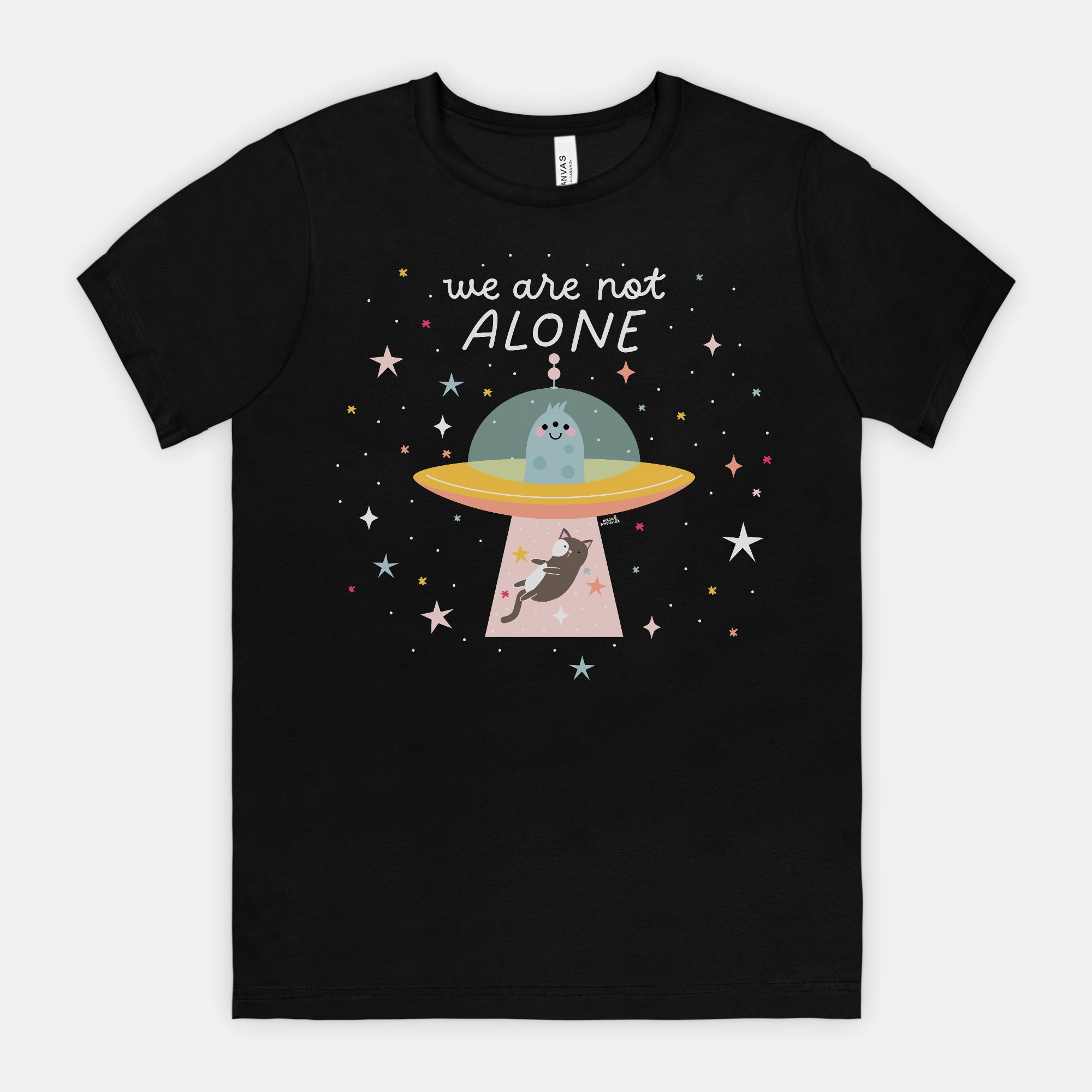 We Are Not Alone UFO Cat Abduction Tee